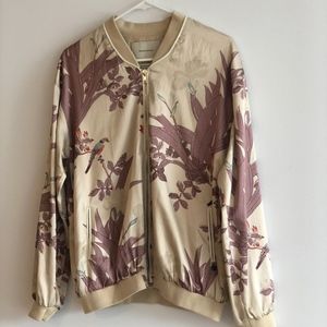 Scotch and Soda Champagne and Floral Bomber Jacket